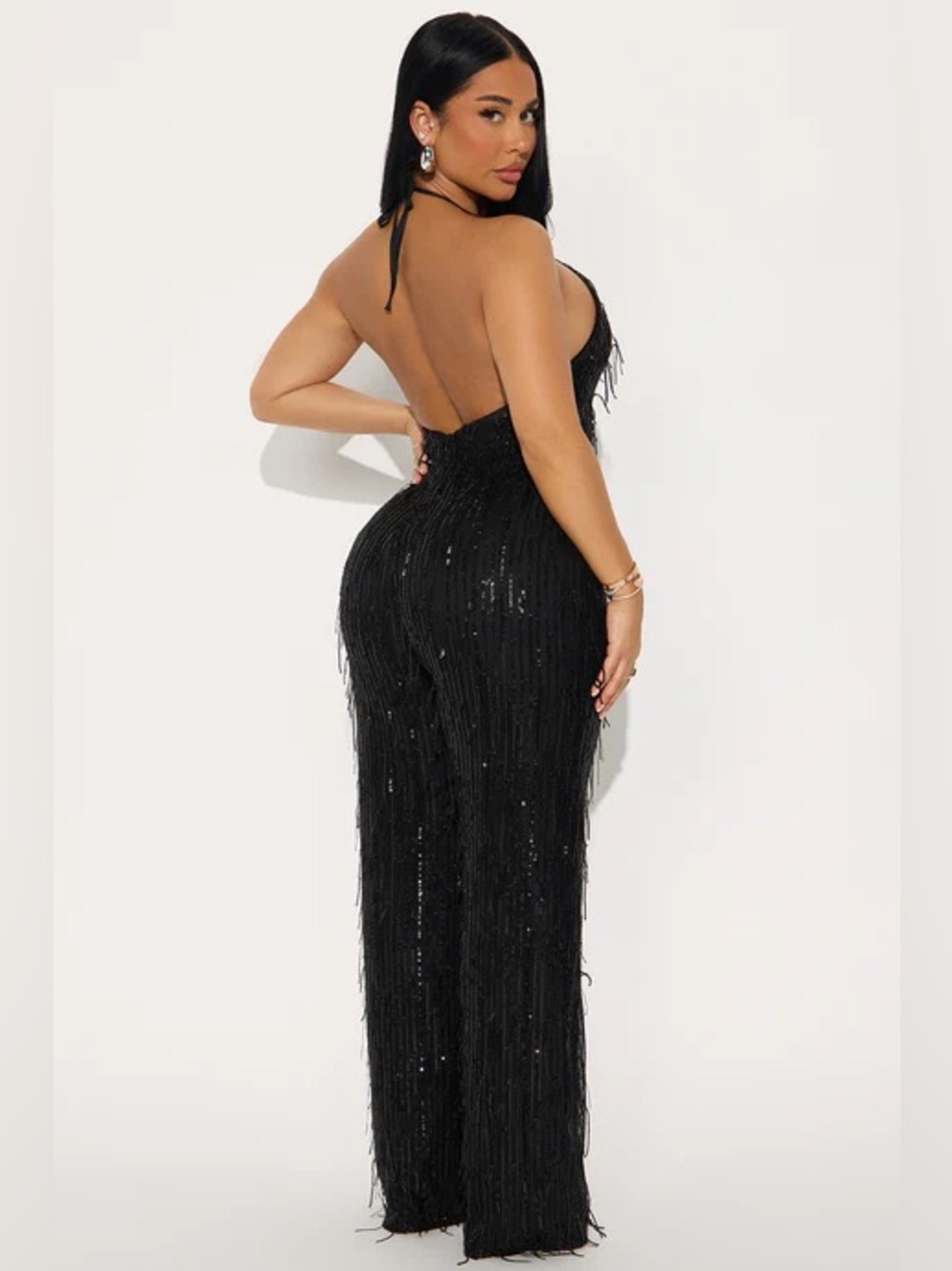 Fashion Nova Black Sequin Jumpsuit - Picture 3 of 7